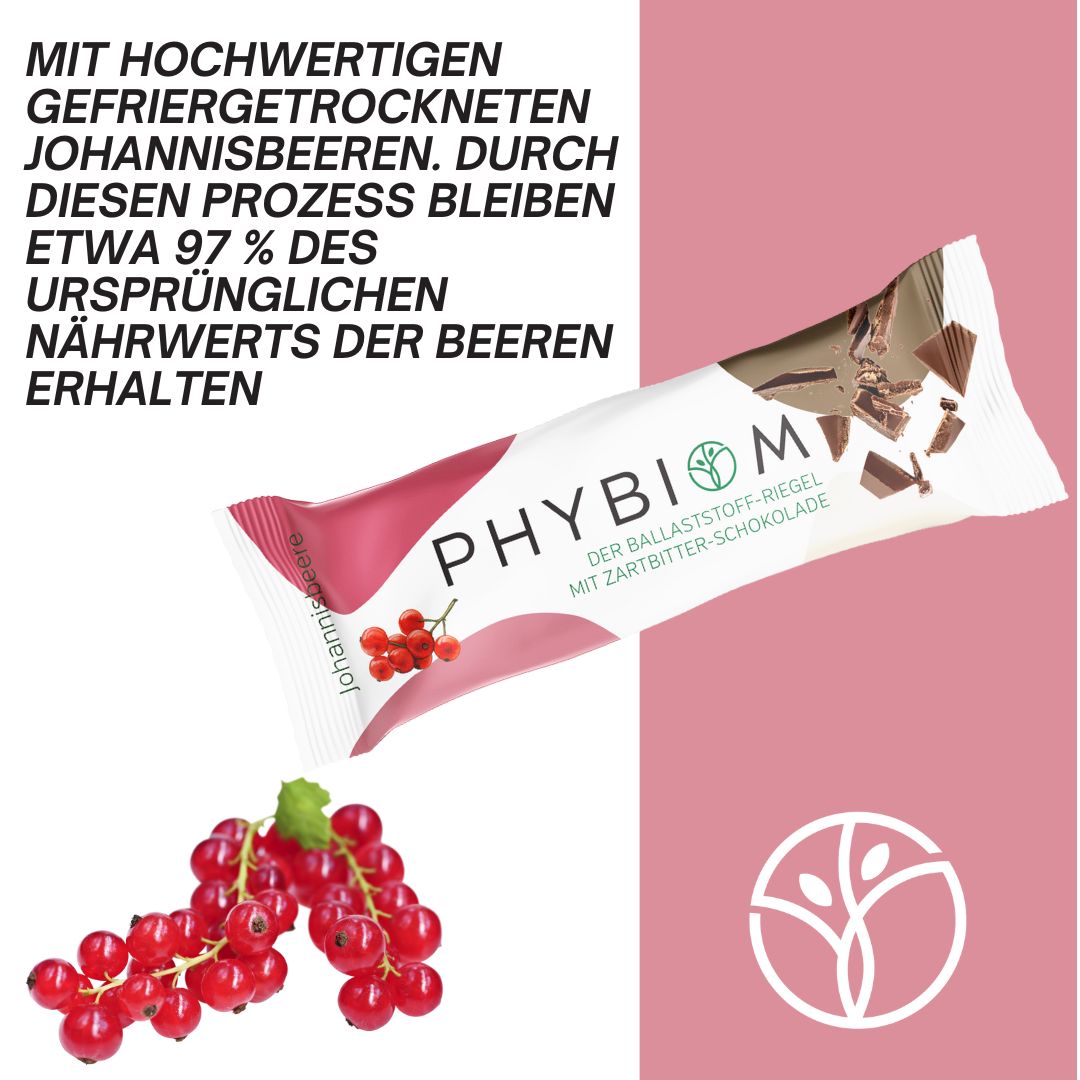 Phybiom - Schoko-Ballaststoff-Riegel Johannisbeere (8 Stück)